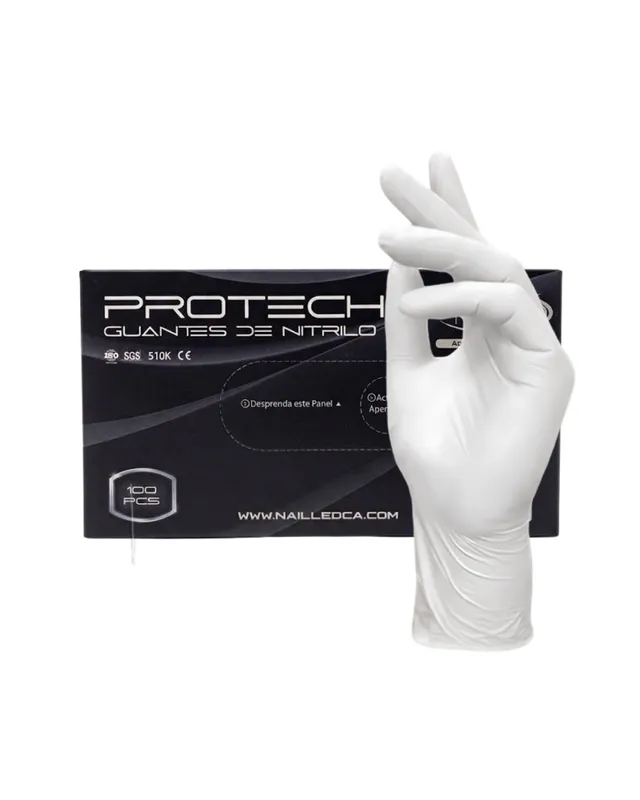 [NAILLE0146] GUANTES DE NITRILO PROTECH BLANCO TALLA M NAILLED 100UND (0146)