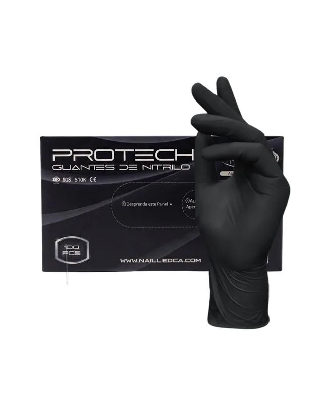 [NAILLE0147] GUANTES DE NITRILO PROTECH NEGRO TALLA M NAILLED 100UND (0146)