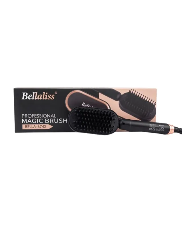 [6999525551460 (NEGRO)] CEPILLO PLANCHA SECADOR BELLALISS PROFESSIONAL MAGIC BRUSH BELLA-6742 NEGRO (1460)