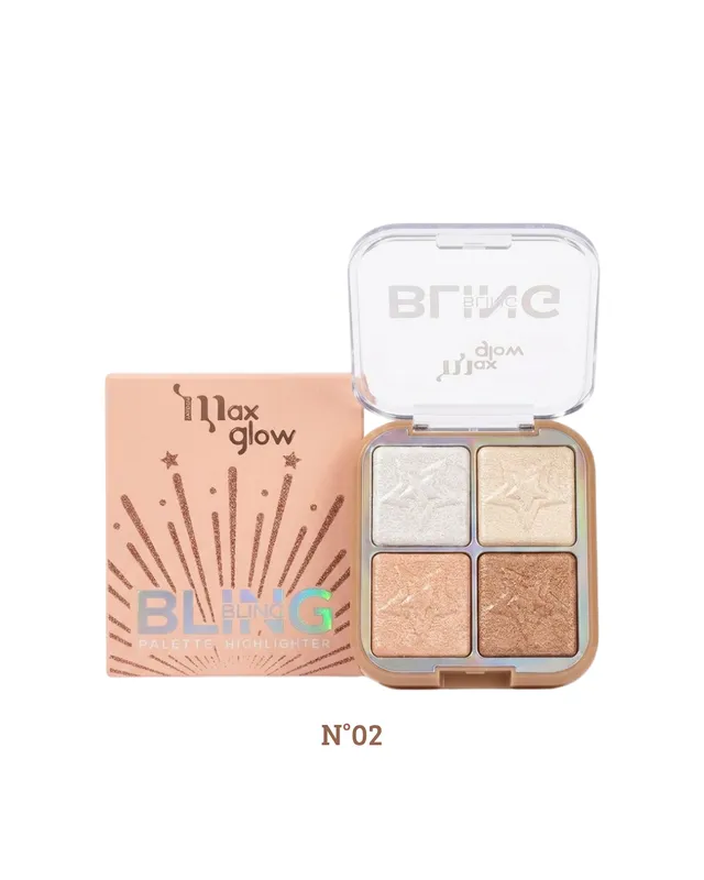 ILUMINADOR EN POLVO BLING BLING MAXGLOW 4TONOS N°02 (2435)