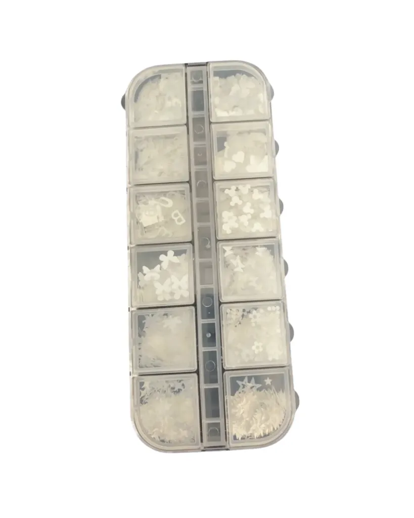 [TF0258 (BLANCO)] PASTILLERO LASER FLAKE BLANCO 12PCS (0258)