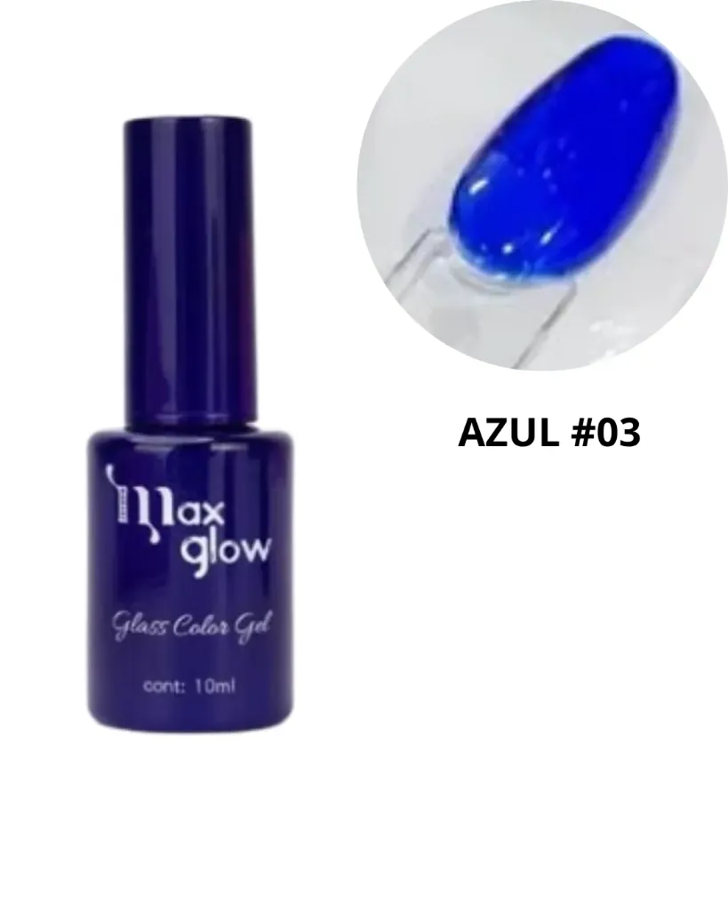 ESMALTE GLASS COLOR GEL MAXGLOW AZUL #03 (1899)