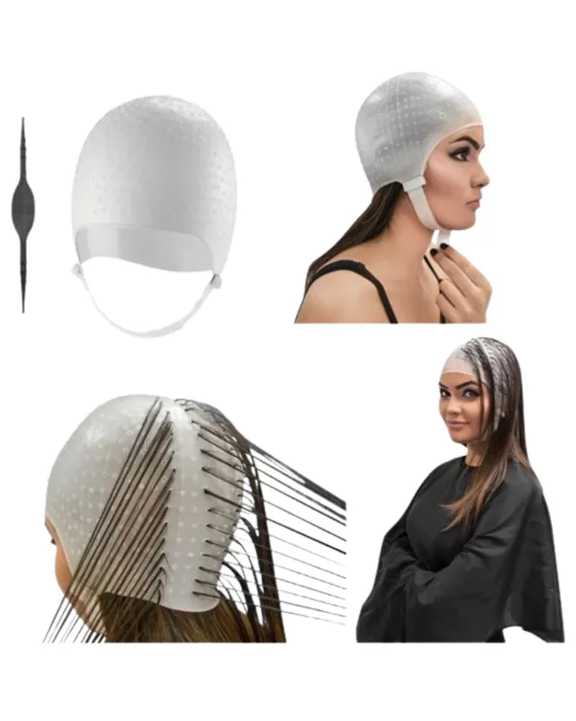 [MY0131 (TRANSPARENTE)] GORRO PARA MECHAS TRANSPARENTE CON SUJETADOR Y AGUJA (0131)