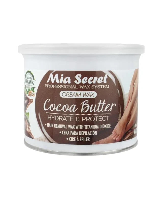 [842342104295 (COCOA BUTTER)] CERA PARA DEPILAR CREAM WAX COCOA BUTTER HYDRATE&PROTECT MIA SECRET 400ML