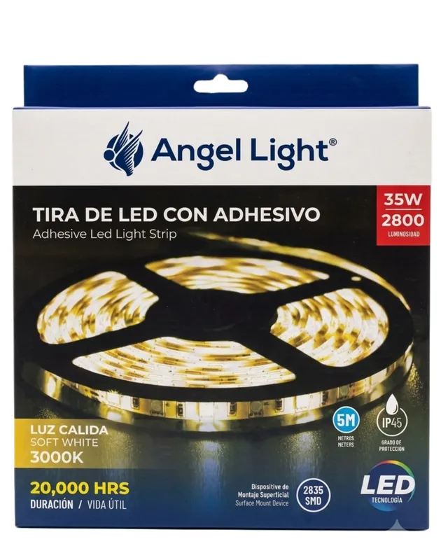 [7453010078683 (LUZ CALIDA)] TIRA DE LUZ LED CON ADHESIVO LUZ CALIDA 3000K 35W 5 METROS ANGEL LIGHT (8683)