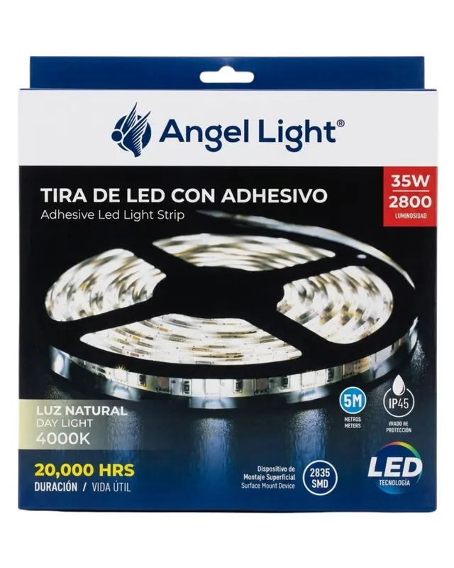[7453038410670 (LUZ NATURAL)] TIRA DE LUZ LED CON ADHESIVO LUZ NATURAL 4000K 35W 5 METROS ANGEL LIGHT (0670)