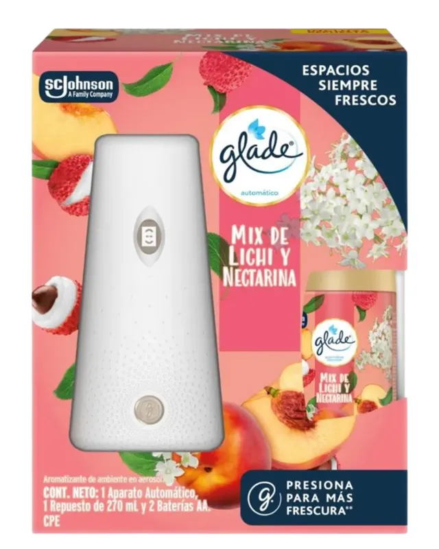 [7503053774759 (MIX LICHI Y NECTARINA)] GLADE AUTOMATICO MIX DE LICHI Y NECTARINA 270ML (4759)