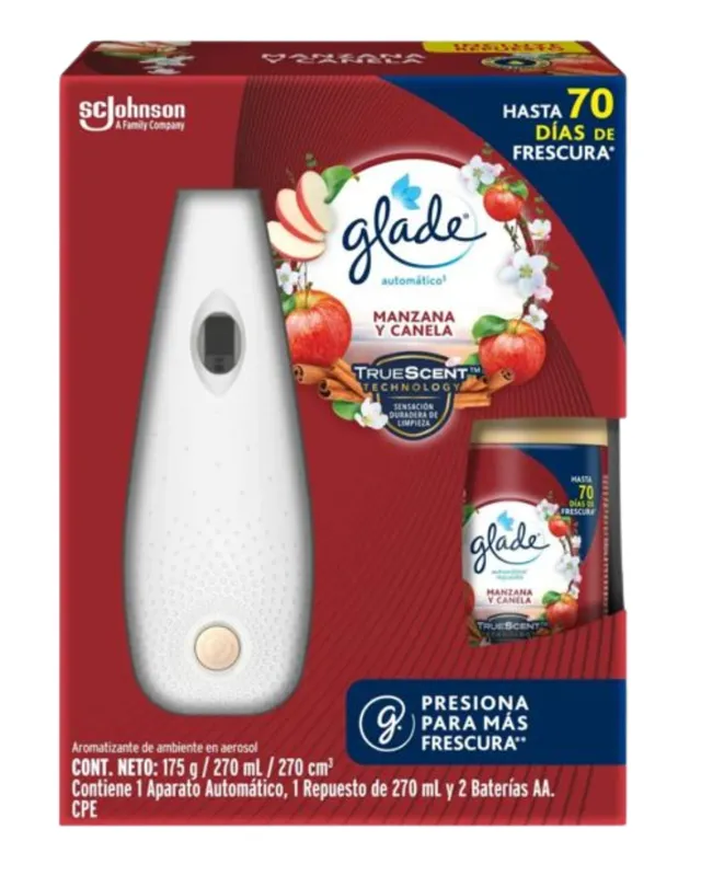 [7503038992819 (MANZANA Y CANELA)] GLADE AUTOMATICO PINO ENCANTADO MANZANA Y CANELA X175G (2819)