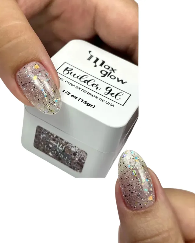 [ML2071 (CORAL)] BUILDER GEL MAXGLOW CON GLITTER  ENV BLANCO TONO 14 CORAL GLITZ (ML2071)