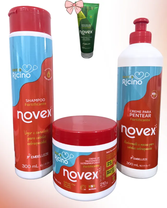 [7896013569800(7896013569770)] COMBO NOVEX DOGTOR RECINO SHAMPOO 300ml, MASCARILLA 210g, CREMA 300ml