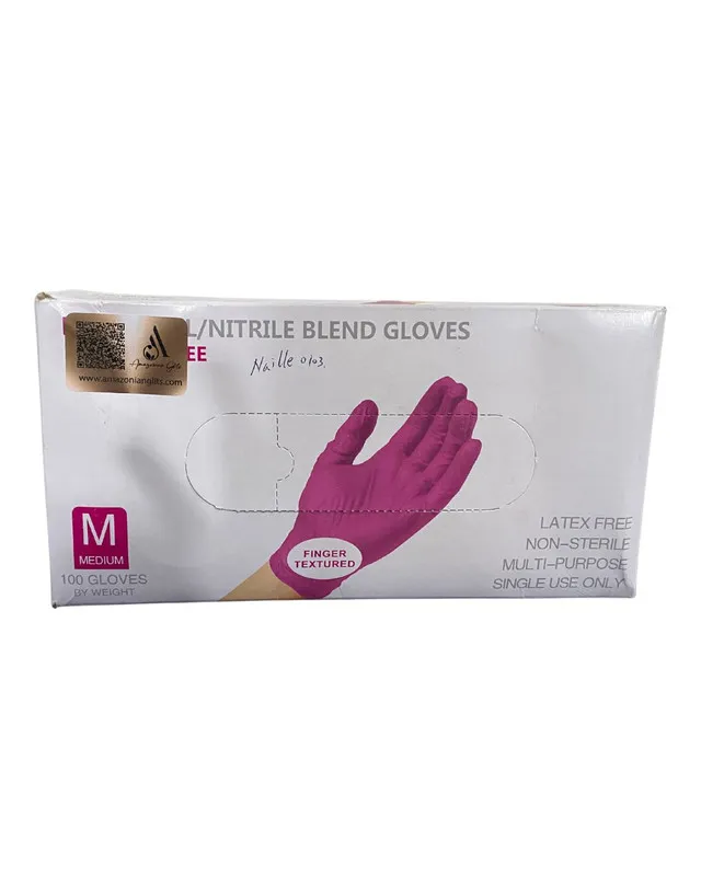 GUANTES PINK VINYL/NITRILE BLEND GLOVES NAILLED (NAILLE0103)