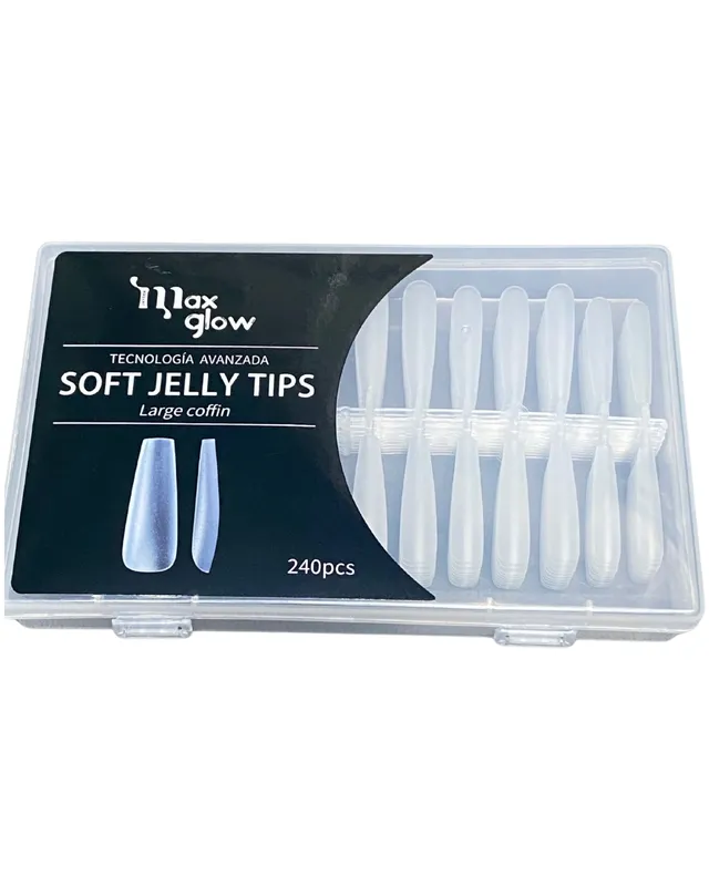 UÑAS JELLY TIP LARGE COFFIN X240 MAX GLOW TECNOLOGIA AVANZADA