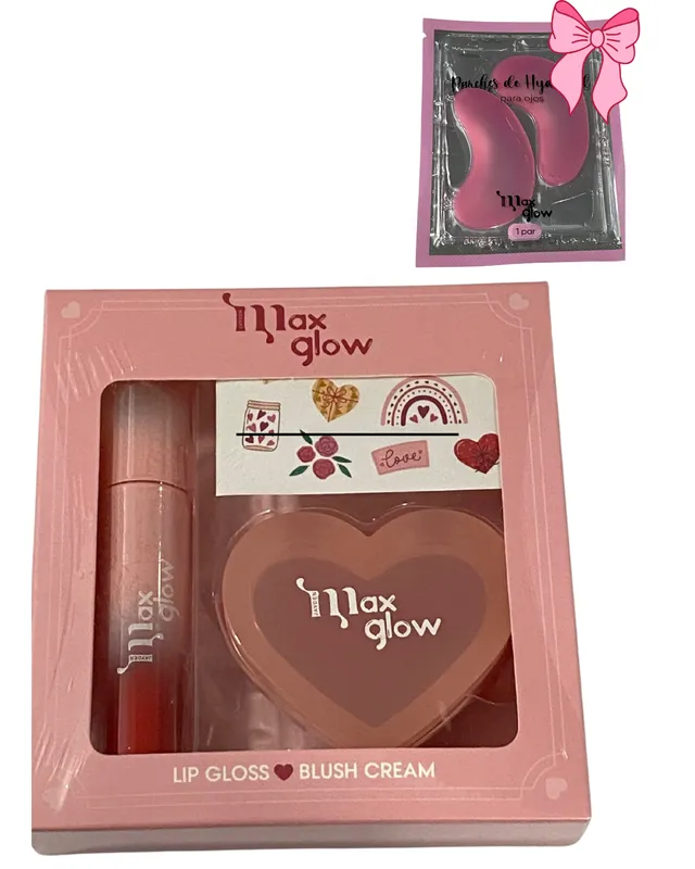 KIT LIP GLOSS + RUBOR + OBSEQUIO PARCHE MAX GLOW