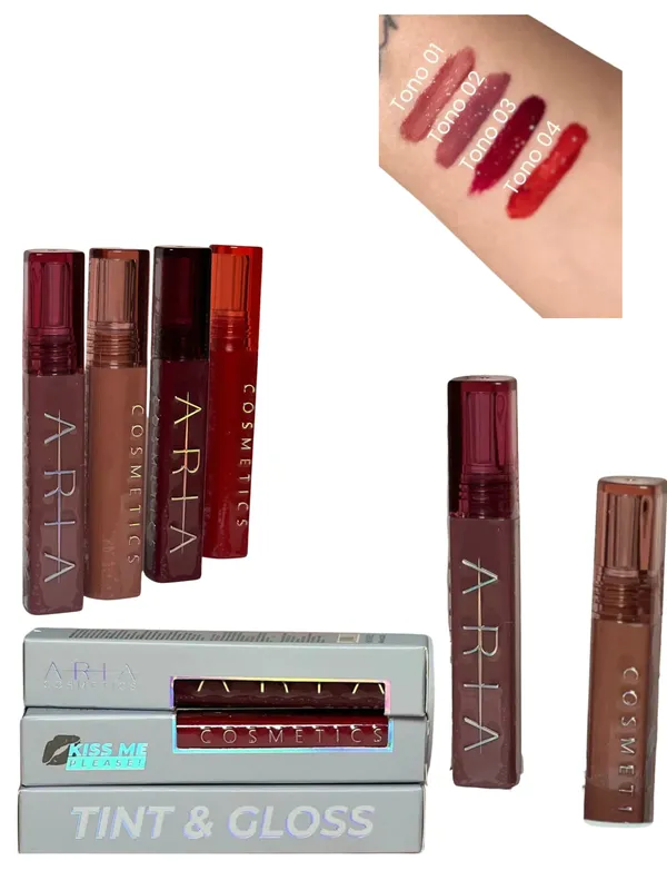 KISS ME PLEASE! TINT & GLOSS ARIA COSMETICS cont,3.2g
