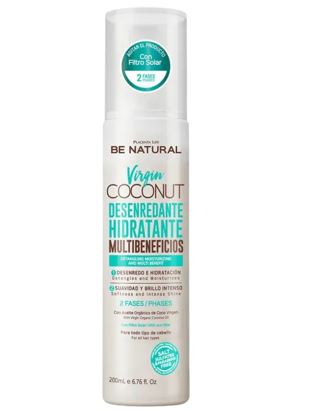BE NATURAL virgin COCONUT DESENREDANTE HIDRATANTE MULTIBENEFICIOS cont.200ml