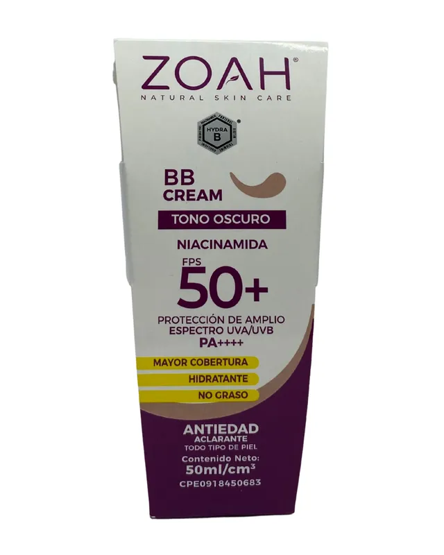 ZOAH PROTECCION SOLAR TONO OSCURO niacinamida BB CREAM cont.50ml