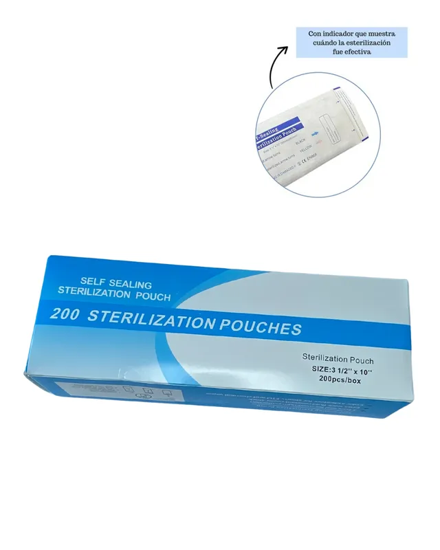 BOLSA DE ESTIRILIZACION AUNTOSELLABLE 200 unidades  SIZE: 3 1/2 ¨X5 x 10¨(90x260mm)