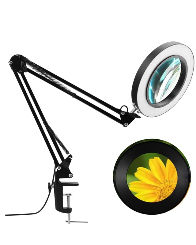 LAMPARA BRAZO AJUSTABLE DE MESA CON LUPA